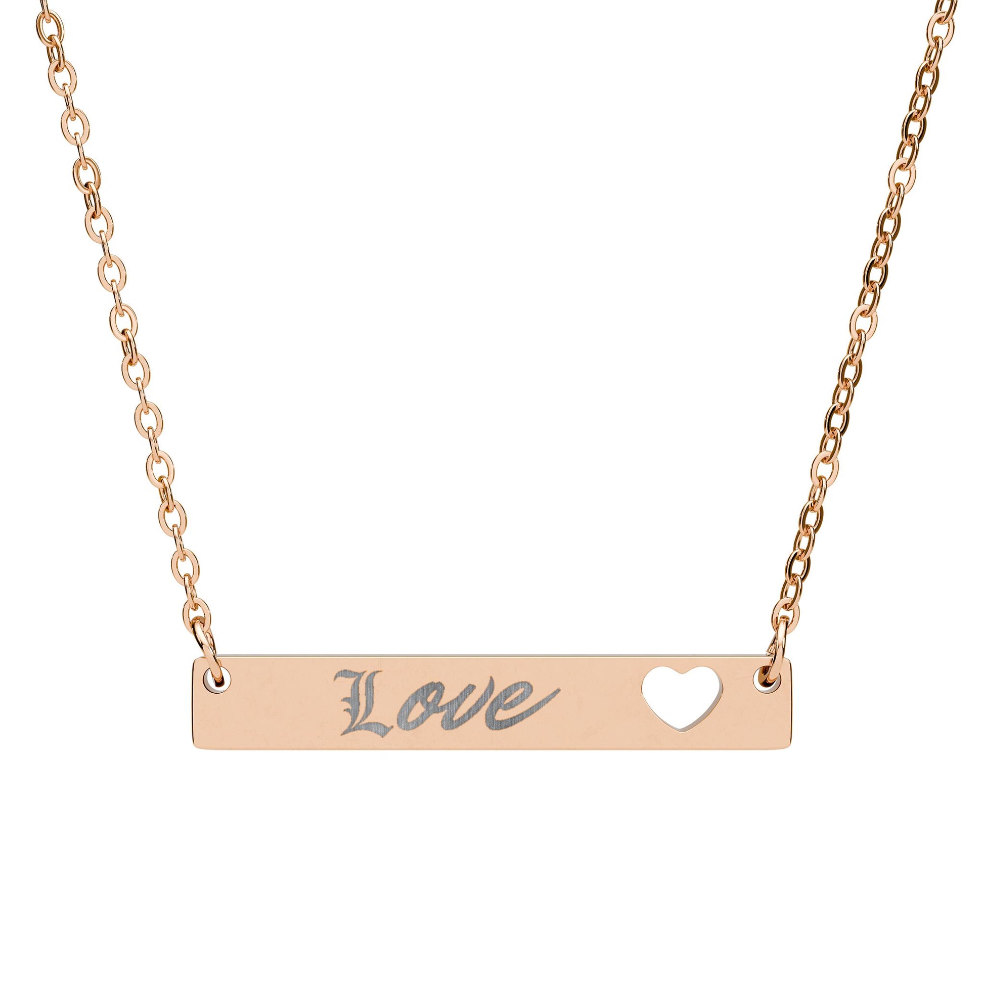 Cutout Heart Bar Necklace (Engraving)
