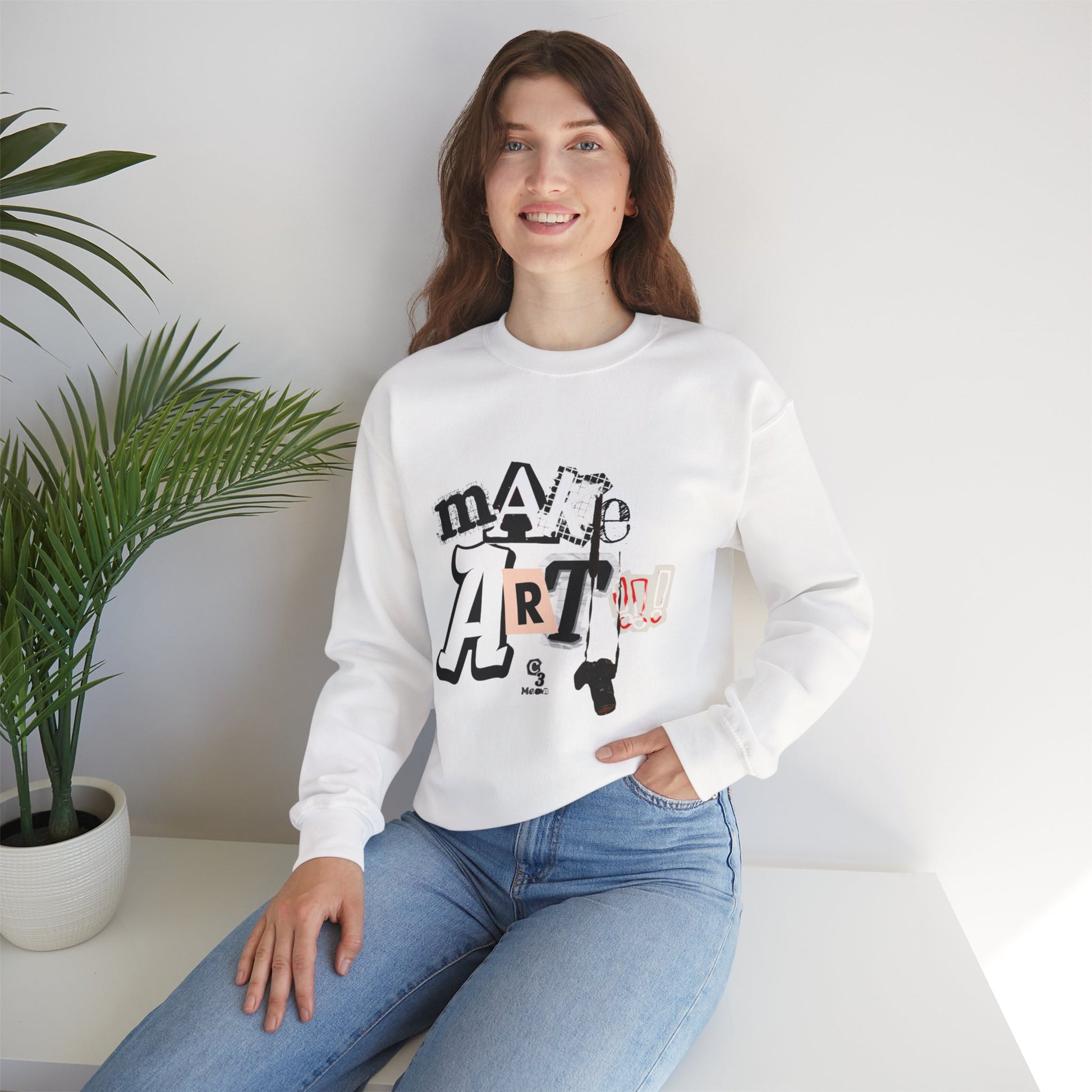 Unisex Heavy Blend™ Crewneck Sweatshirt - "Make Art!!!"