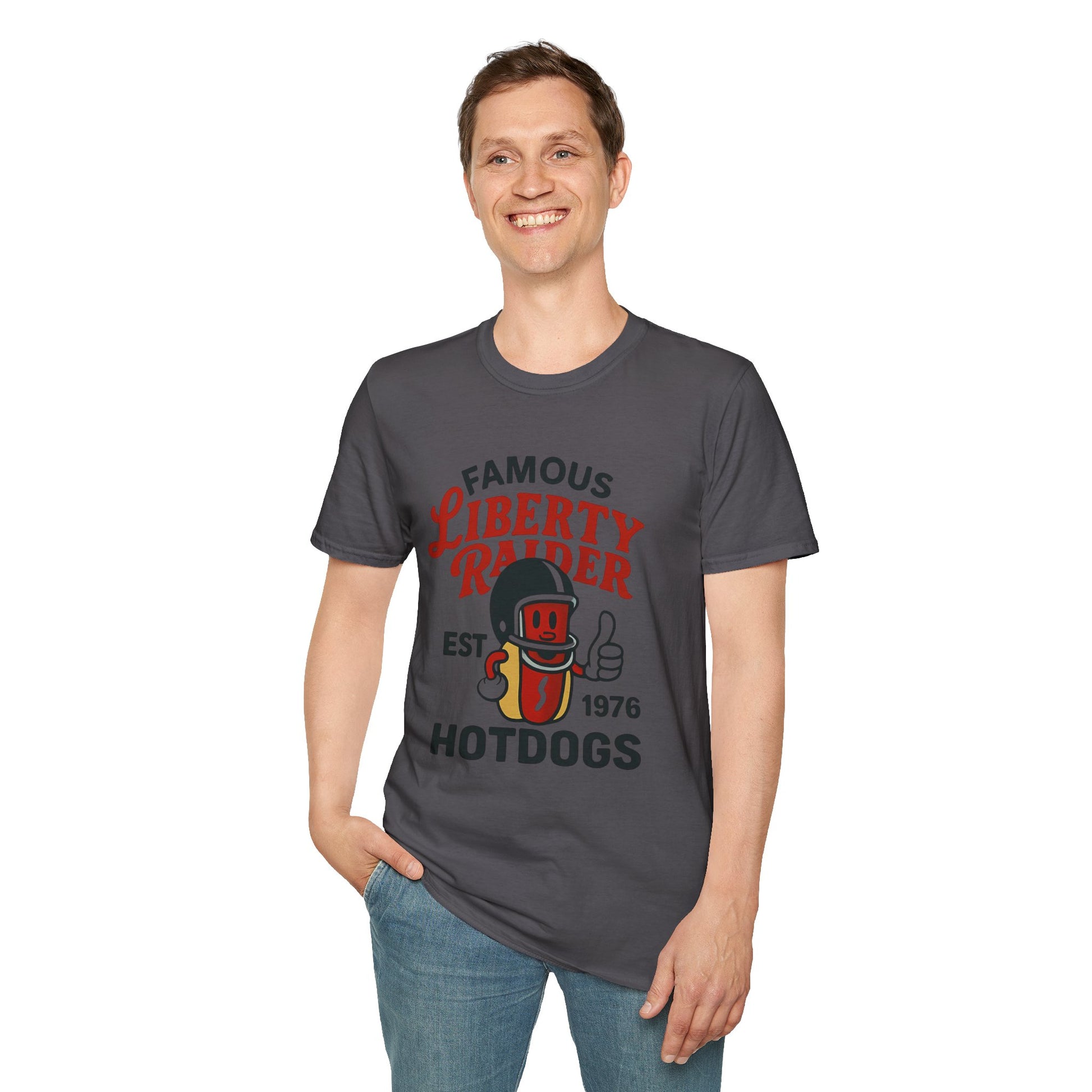 Vintage Football Tee - Liberty Raiders "Famous Hot Dogs"