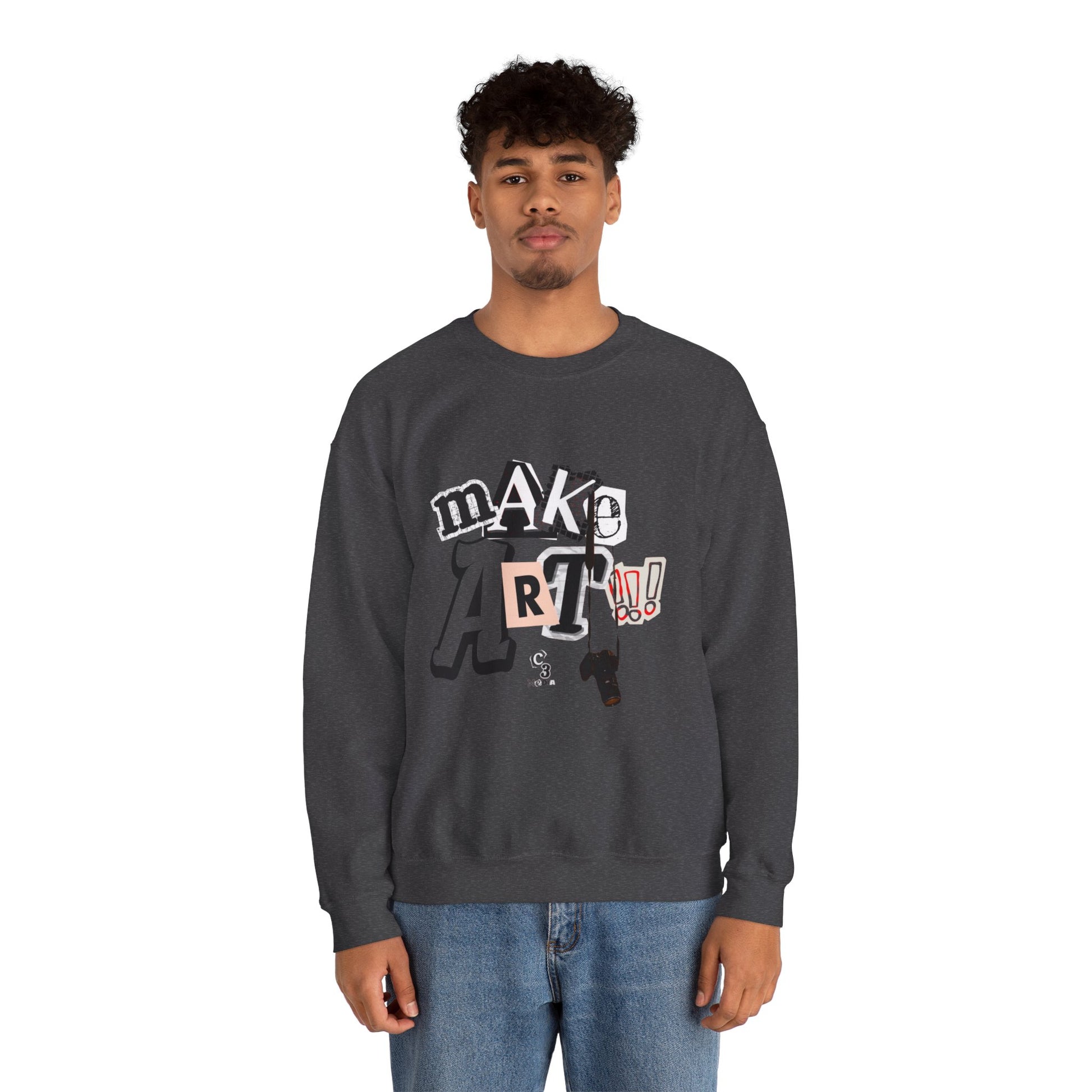 Unisex Heavy Blend™ Crewneck Sweatshirt - "Make Art!!!"