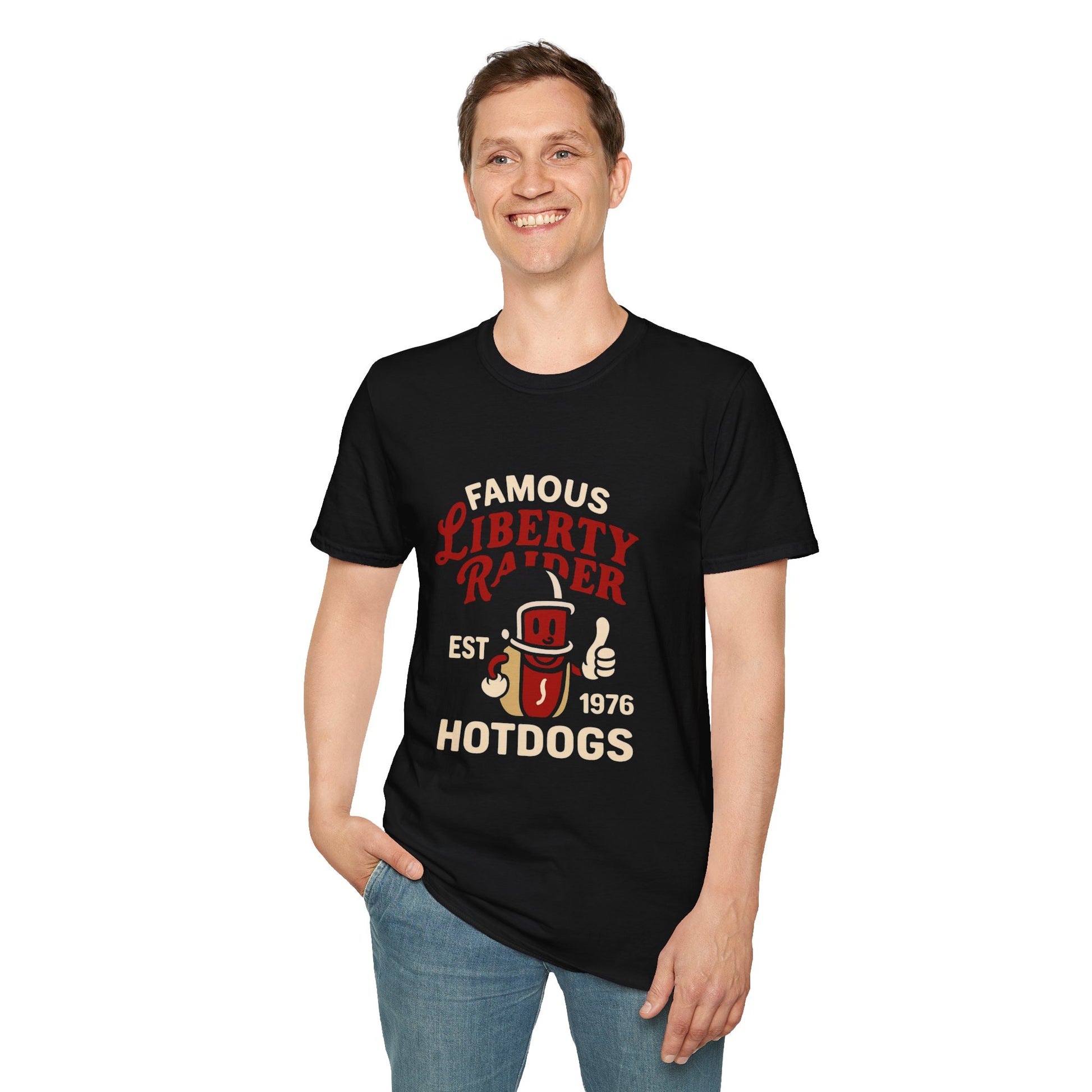 Vintage Football Tee - Liberty Raiders "Famous Hot Dogs"