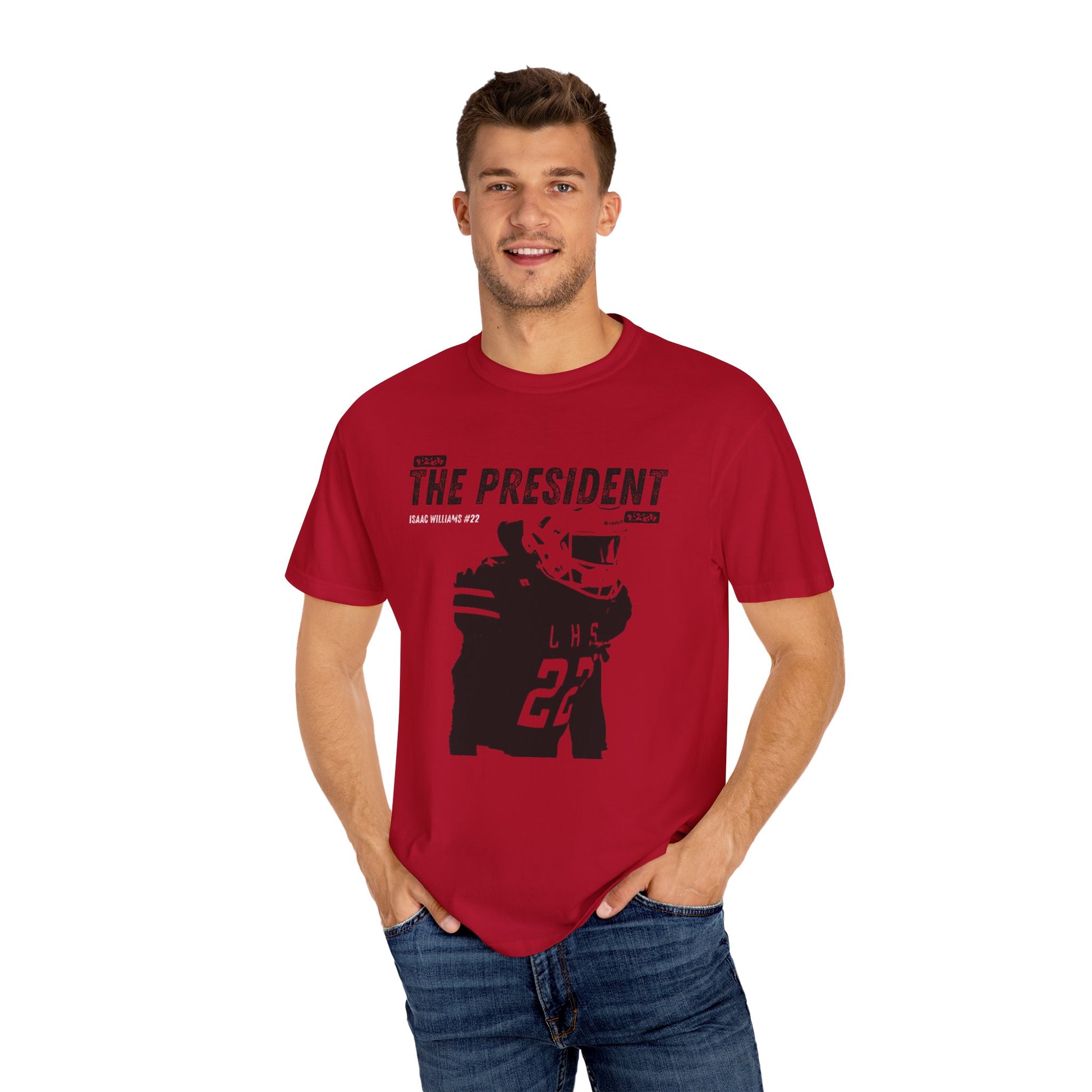 Unisex Garment-Dyed T-shirt; Isaac Williams "The President" tee