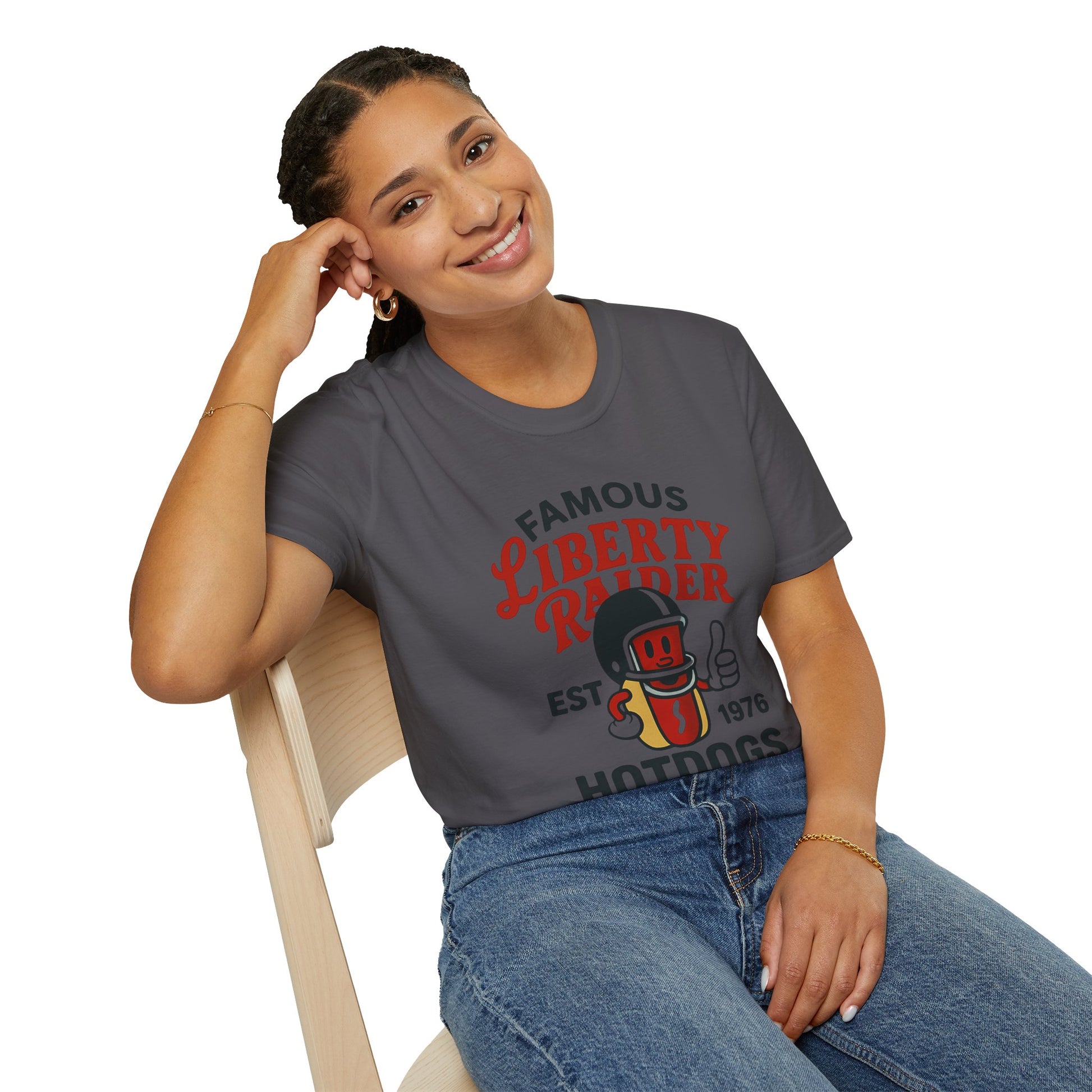 Vintage Football Tee - Liberty Raiders "Famous Hot Dogs"
