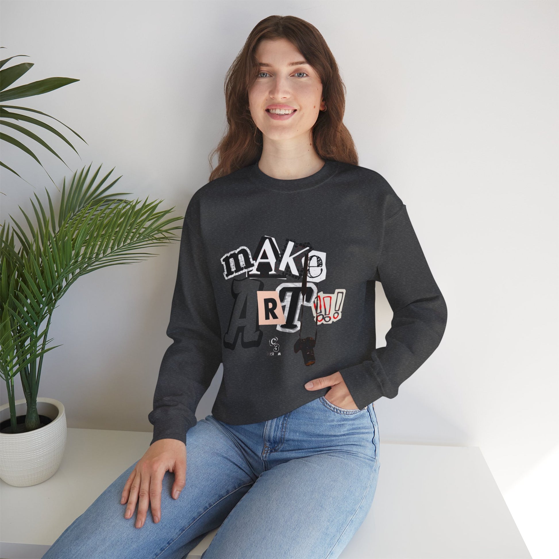 Unisex Heavy Blend™ Crewneck Sweatshirt - "Make Art!!!"