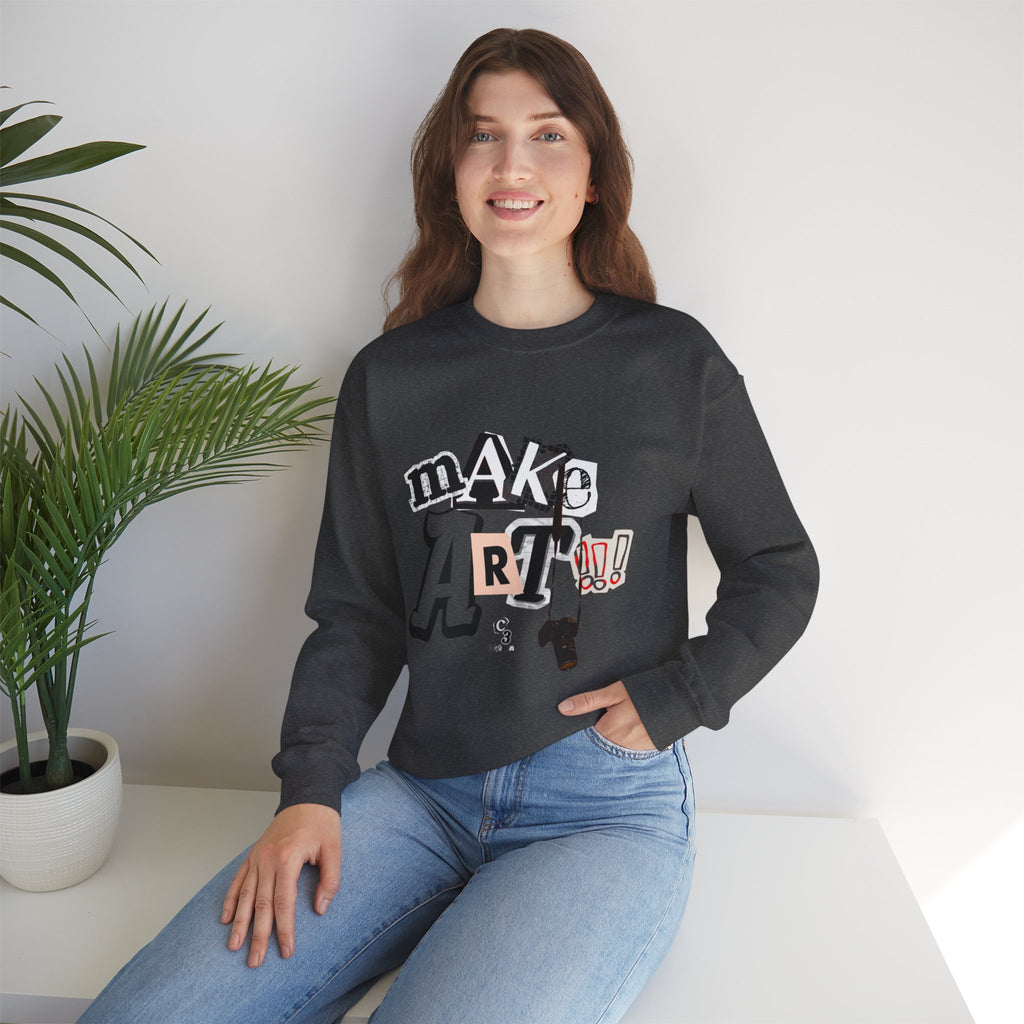 Unisex Heavy Blend™ Crewneck Sweatshirt - "Make Art!!!"