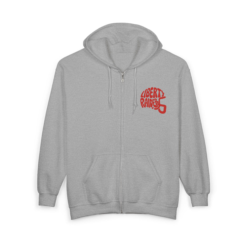 Unisex Heavy Blend™ Full Zip Hooded Sweatshirt; Liberty Raiders helmet