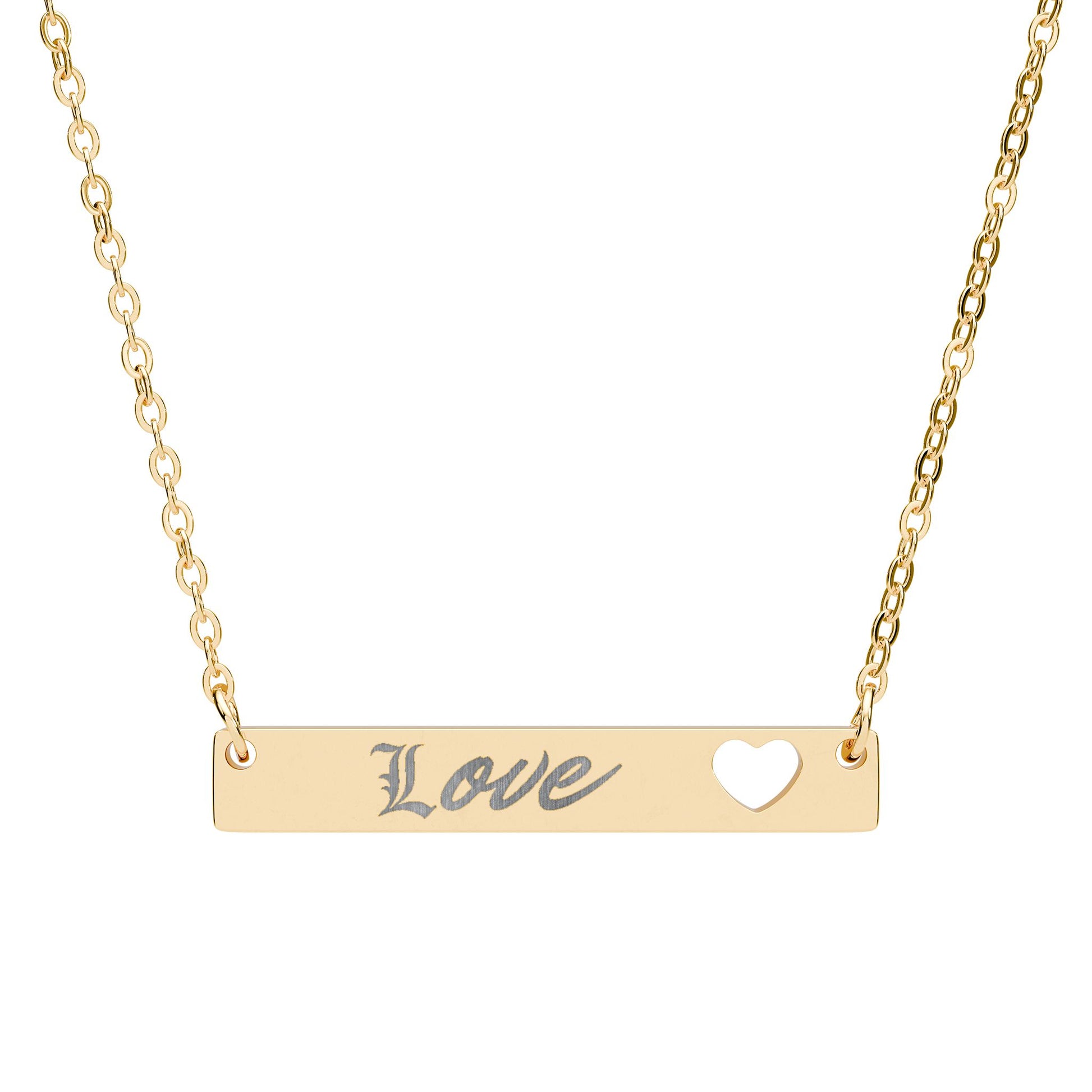Cutout Heart Bar Necklace (Engraving)