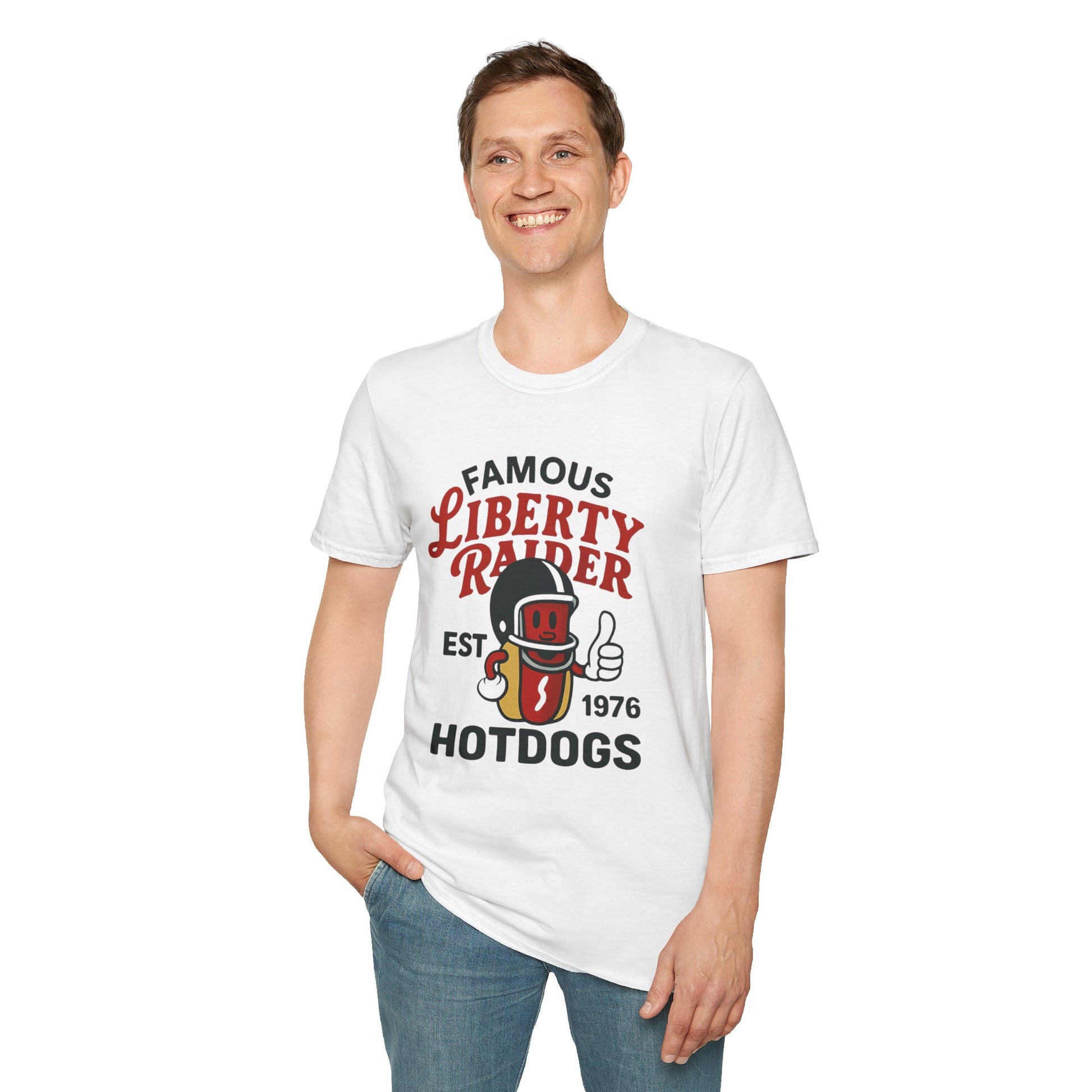 Vintage Football Tee - Liberty Raiders "Famous Hot Dogs"